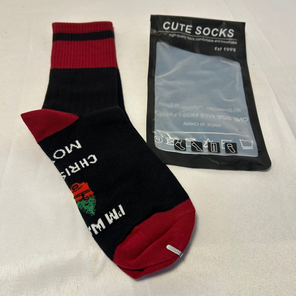 Funny Christmas Socks "Do Not Disturb I'm Watching Movies" Novelty Gift NEW